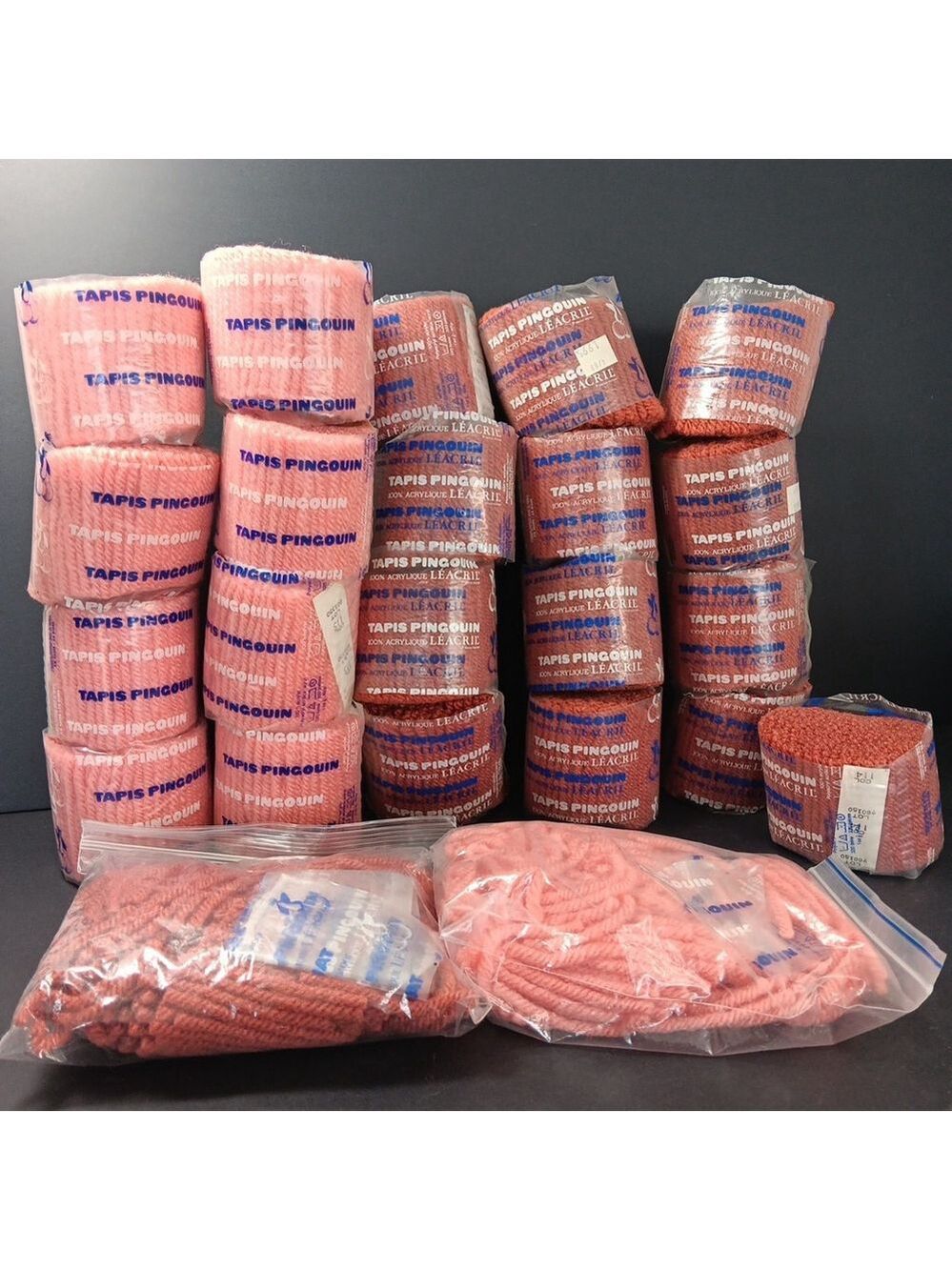 23 Bags Of Latch Hook Rug Yarn Acrylic Tapis Pingouin Vintage France Rug FR